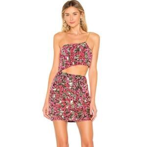 Hours by Revolve Sybila Sequin Mini Dress NWT Fuchsia Pink Gold Cutout Size XS